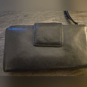 Fossil Emma Black Leather Tab Wallet